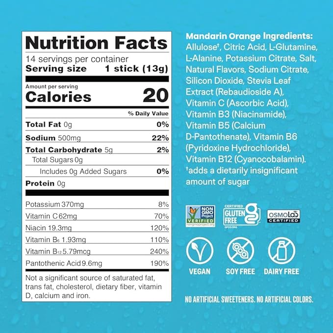 Liquid I.V.® Hydration Multiplier Sugar Free - Mandarin Orange | Electrolyte Powder Drink Mix | 1 Pack (14 Servings)