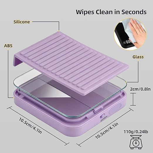 ShanSon Mini Coffee Scale with Timer,0.1g High Precision Espresso Scale,2kg/0.1g Digital Kitchen Scale with Flow Rate,USB-C Rechargeable,Waterproof Surface,Auto Timer for Pour Over & Espresso,Purple