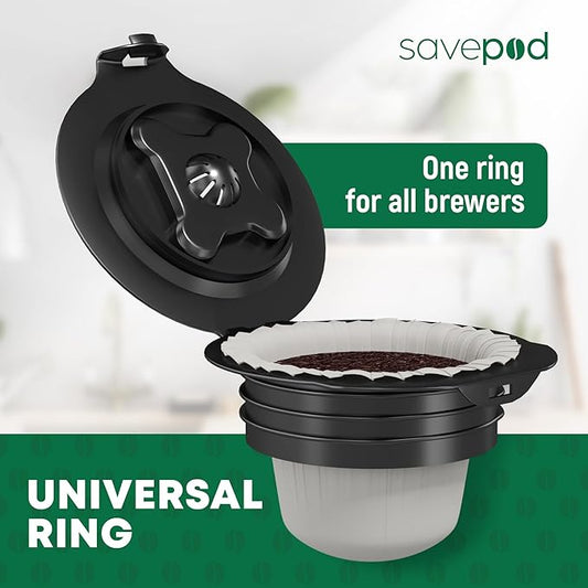 SavePod Universal Ring for Reusable Coffee Pods – Compatible with Keurig and K-Cup Brewers –Compatible Pod System with Sustainable Pod Ring – Reusable Coffee Pods (1-Pack)