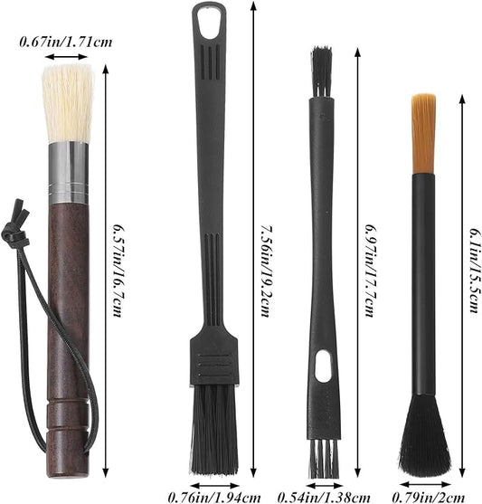 4 Pcs Coffee Grinder Cleaning Brush Coffee Bar Brush Handling Accessory Tool with Hanging Loop Dusting Espresso Machine Cleaning Tool for Barista Home Kitchen Camping