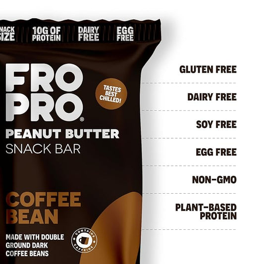 FROPRO Plant Protein Snack Bars - Plant Based Protein Bars, All-Natural, Gluten, Dairy, & Soy Free, High Protein Bars with Low Calories | Coffee, 24 Pack