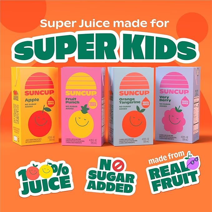 SunCup Juice - Orange Tangerine (40 Pack) 6.75 oz Juice Box with Straw | 100% Orange Tangerine Blend for Kids, Bulk Pack for School Lunches, After-School Snacks, Sports Events, and Daily Hydration