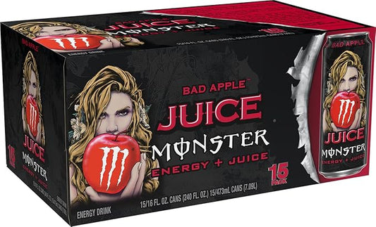 Monster Energy Juice Bad Apple, Energy + Juice, Energy Drink, 16 Ounce (Pack of 15)