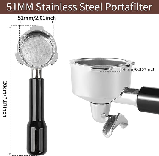 51mm Stainless Steel Portafilter with Double Spouts for CM5418, 3 Ears Portafilter with Portafilter Basket Removal Tool Compatible for CASABREWS CM5418, 3700Essential and 5418Pro
