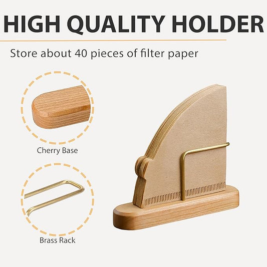 Coffee Filter Holder, Cone Coffee Filter Holder Storage, Coffee Filter Stand for Coffee Filters Size #01 and #02 (Cherry)