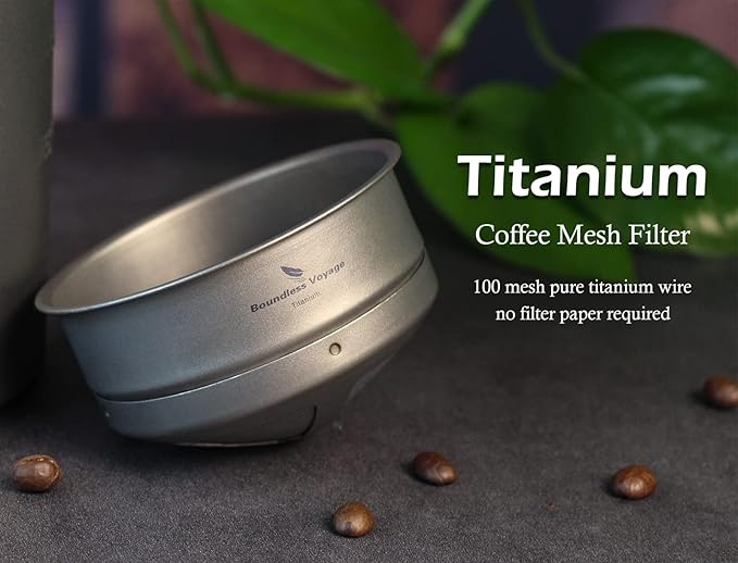 Boundless Voyage Titanium Coffee Mesh Filter Pour Over Paperless Coffee Filter Outdoor Camping Reusable Coffee Dripper Holder