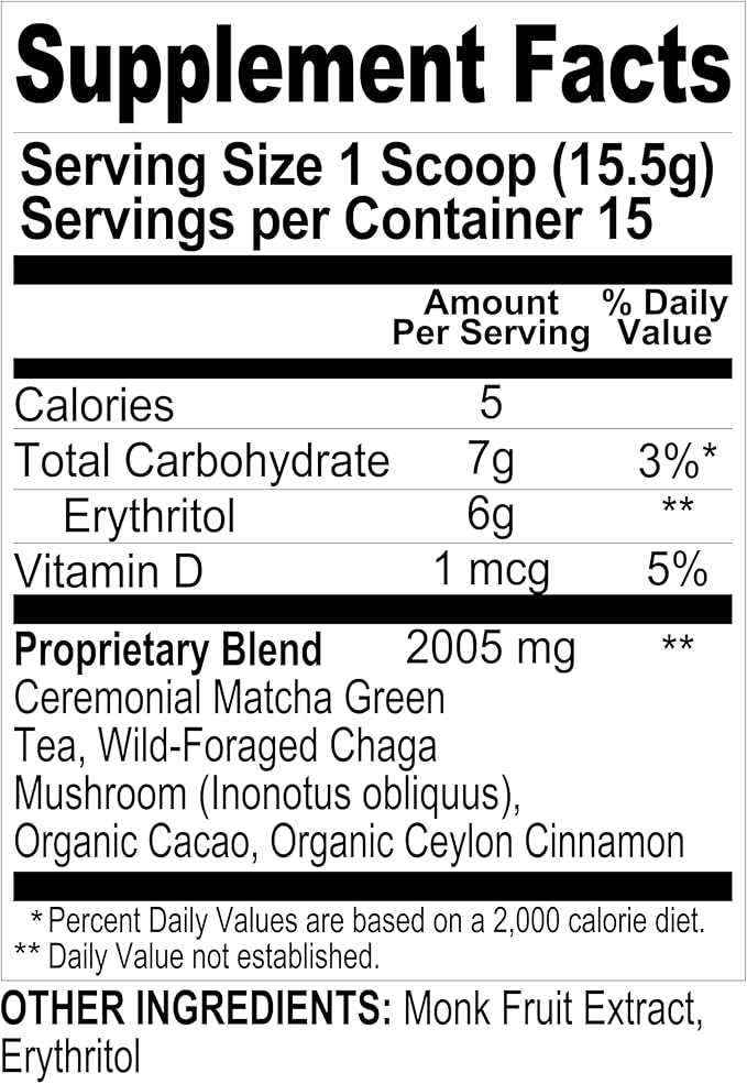 Renude Chaga Matcha - Chaga Mushroom Powder, Superfood Drink Mix with Adaptogens, Ceremonial Grade Mushroom Matcha, Keto, Vegan, Sugar Free, Natural Energy and Immune Support - 10 Servings