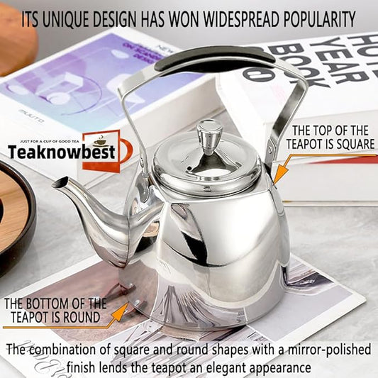 Stainless Steel Teapot with Infuser, Loose Leaf Tea Pot 68oz, Stovetop Safe Tea Kettle, Dishwasher Safe (2000ml)
