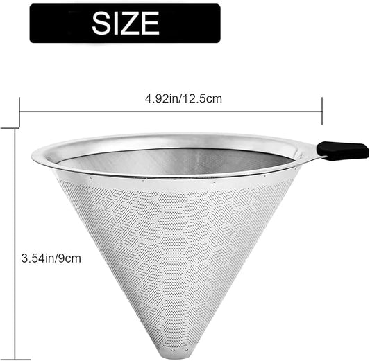 GLMMIR Pour Over Coffee Filter Compatible with Chemex 6/8/10 Cups & Hario V60 02 03, Reusable Stainless Steel Metal Cone Slow Drip Coffee Filter, Coffees Pour Over Dripper Filters