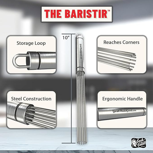 Baristir by Gosh That's Good – Barista Mixing Tool for Coffee Shops | Handheld Stirrer for Coffee, Matcha, Tea | No Clumps, Excellent Foam Control