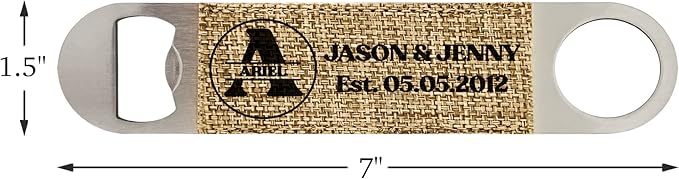 Smile Art Design Family Monogram Custom Bottle Opener Burlap Material Family Name Personalized Prints Personalized Gifts Housewarming Wedding Gift Rustic Home Decor Style2