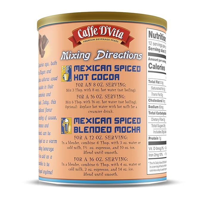 Caffe D’Vita Mexican Spiced Ground Chocolate 1 lb. can (16 oz.)