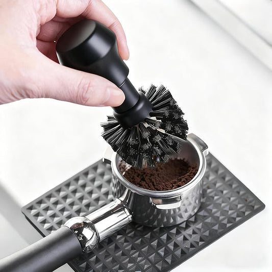 Portafilter Cleaning Brush, Professional Barista Espresso Coffee Cleaning Brush Tool with Wooden Black Handle for Breville Espresso Machine Portafilter Basket (54MM)