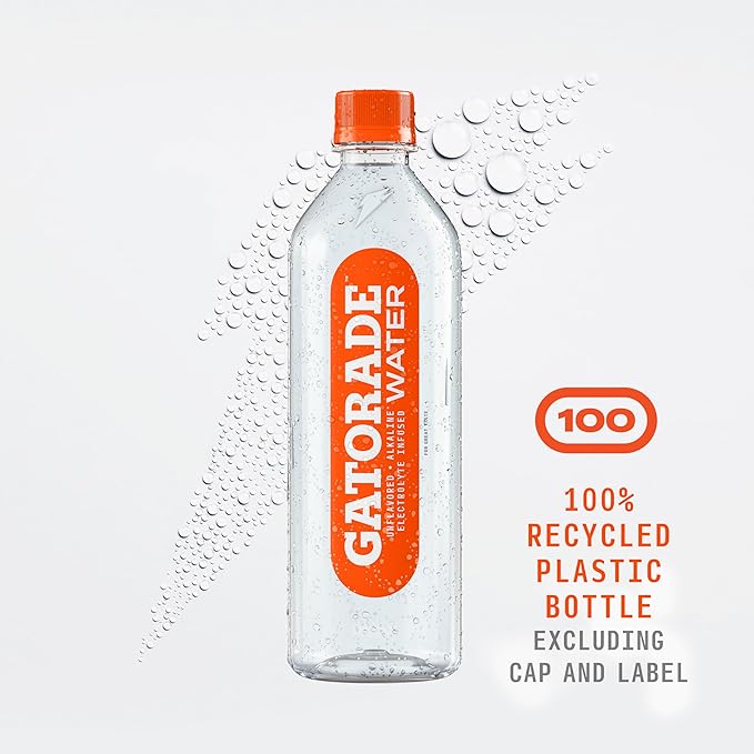 Gatorade Water, Unflavored, Electrolyte infused for great taste, Alkaline PH 7.5 or higher, 20 Fl Oz (Pack of 12)