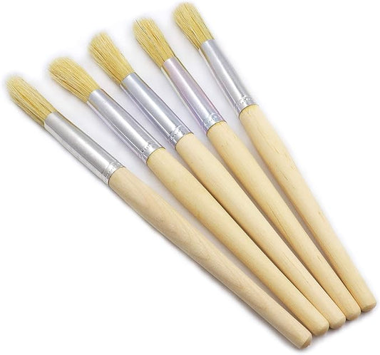 LBY 5pcs Natural Pig Bristle Espresso Maker Cleaning Brush, 195mm(7.68'') Household Cleaning Brush, Paint Brush Parts Cleaning Brush, Natural Pig Bristle, Wooden Handle