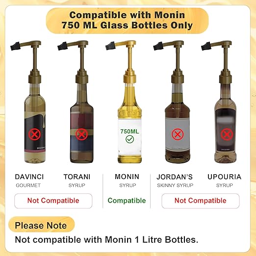 Coffee Syrup Pump ONLY for Monin Glass 750ml Bottle – 3 Pack Syrup Pumps, Compatible with Monin 25.4 oz Bottles