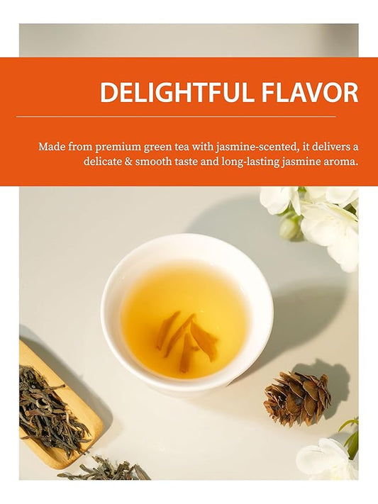 TeeLux Jasmine Green Tea Loose Leaf, Natural Premium Jasmine Chun Hao with Pleasant Aroma, Hot & Iced Tea, 8.8 Ounce