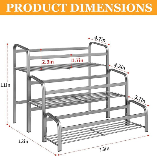 DTUQYX Coffee Syrup Organizer 3-Tier, 12 Bottles Capacity Coffee Syrup Rack, Metal Syrup Stand for Spice, Wine, Liquor, Bottle, Coffee Bar Station Racks Magnetic, No Installation, Grey