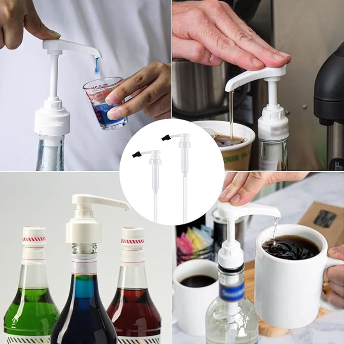 JINJUMEI 5 Pcs White Coffee Syrup Pumps, Syrup Pump for Monin 750ml Glass Bottle, White Coffee Syrup Pump with Tip Cover Included