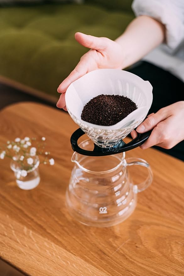 Hario V60 Glass Coffee Dripper, Size 02, Black