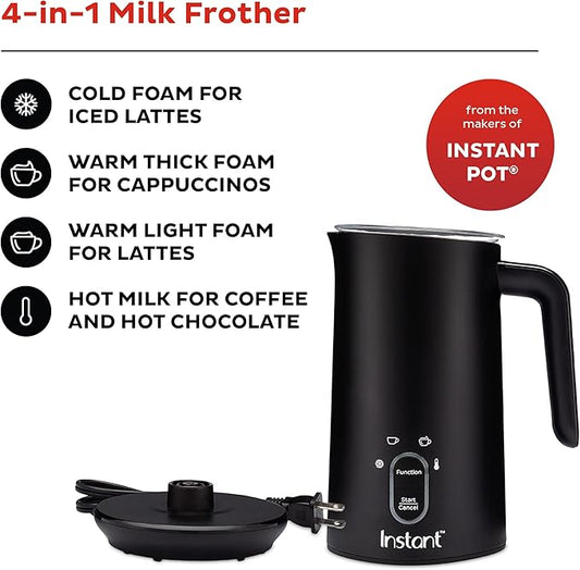 Instant Pot 4-in-1 Electric Milk Frother | 10oz | Black | Pack of 2