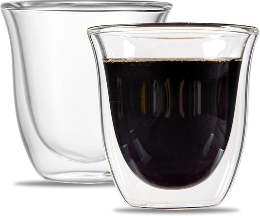 Restaurantware Coffee Cup 12 Pack of 2.72 oz Insulated Double-Wall Glass Borosilicate Coffee Cup Espresso Shot Dishwasher Safe For Hot Drinks