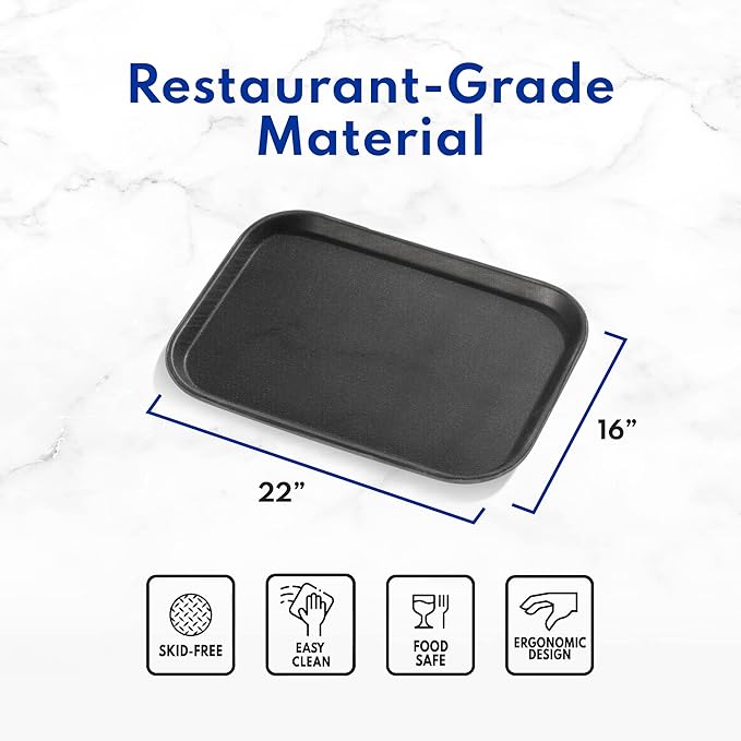 New Star Foodservice Restaurant Grade Non-Slip Tray, Plastic, Rubber Lined, Rectangular (Brown, 12-Inch x 16-Inch)