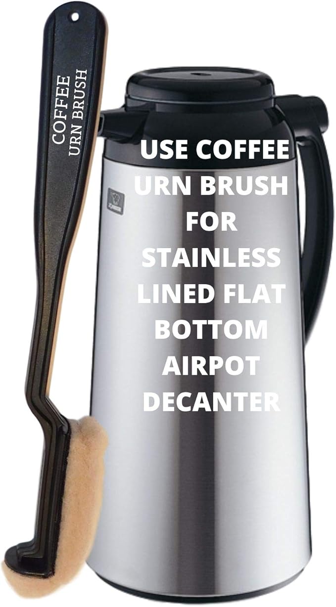 LONG HANDLE 16" COFFEE AIR POT/DECANTER URN CLEANING BRUSH FOR STAINLESS LINED THERMAL CARAFES COMMERCIAL USE UNBREAKABLE REPLACEABLE CLEANING PAD