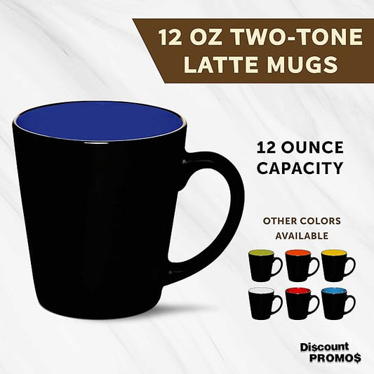 DISCOUNT PROMOS Ceramic Coffee Latte Mugs 12 oz. Set of 10, Bulk Pack - Perfect for Coffee, Tea, Espresso, Hot Cocoa, Other Beverages - Royal Blue