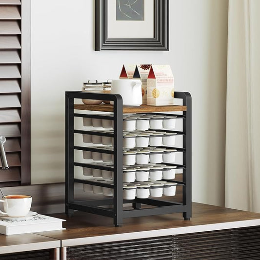 Coffee Pod Drawer Holder for K Cup, 100 Pods Capacity, 5 Tier Coffee Pod Organizer, Space Saving, for Kitchen, Living Room, Cafe, Rustic Brown KH05BR