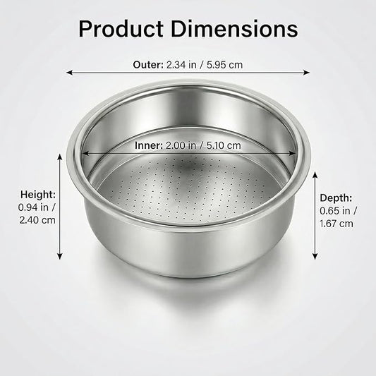 51mm Portafilter Basket Set, Stainless Steel Filter Basket Replacement, 1 Cup & Double Cup Basket, 51mm Espresso Filter Basket Espresso Machine Replacement Part