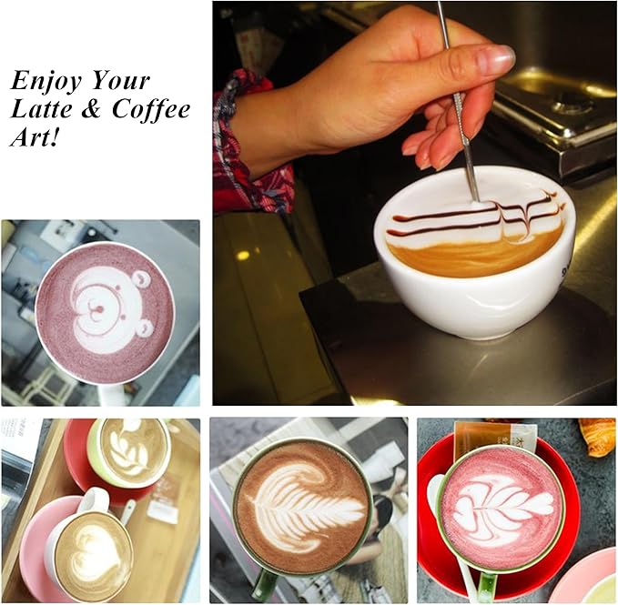 2 PCS Latte Art Pen Cinnamon Pen for Coffee,Barista Espresso Coffee Latte Art Tools Accessories for Coffee Bar Barista Make Creative Coffee Designs Decors,Stainless Steel Silver,LXLVOUEG