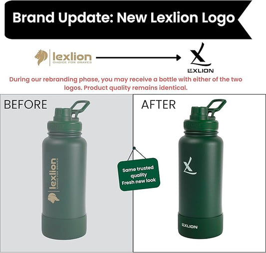 Lexlion Tea Infuser Water Bottle 32 Oz – Triple Wall Insulated Stainless Steel, Loose Leaf & Fruit Strainer, 3 Leakproof Lids, BPA-Free Silicone Sleeve, Reusable Thermal Mug
