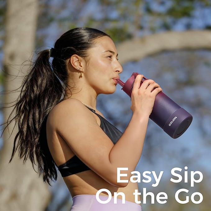 Lexlion Tea Infuser Water Bottle 22 Oz – Triple Wall Insulated Stainless Steel, Loose Leaf & Fruit Strainer, 3 Leakproof Lids, BPA-Free Silicone Sleeve, Reusable Thermal Mug