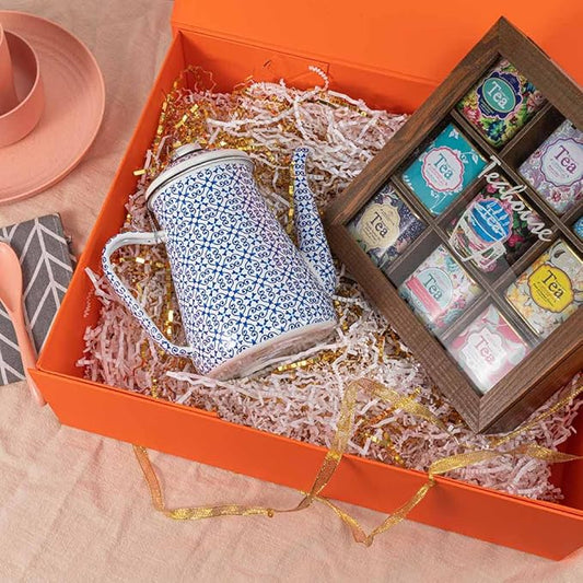 Upgrade 3Pcs Orange Extra Large Gift Boxes with Lid, 16.5 x13 x5 Inches, Hard Magnetic Gift Boxes for Presents, Wedding Dress Box Storage, Reusable Foldable Bridesmaid Box