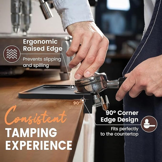 Espresso Tamping Mat Silicone – Non-Slip Coffee Tamper Mat for Espresso Machine & Countertop | Barista Tamping Station Pad, Protective Espresso Mat for Home & Café
