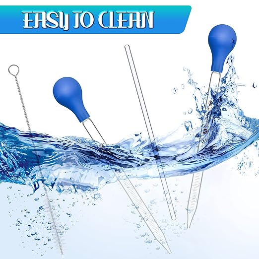 Weewooday Glass Droppers Pipettes Graduated Lab Dropper Glass Liquid Pipette with Big Rubber Hats 20 cm Stir Rod Washing Brush Transfer for Liquid Essential Oil(16 Pieces,Blue,5 ml)