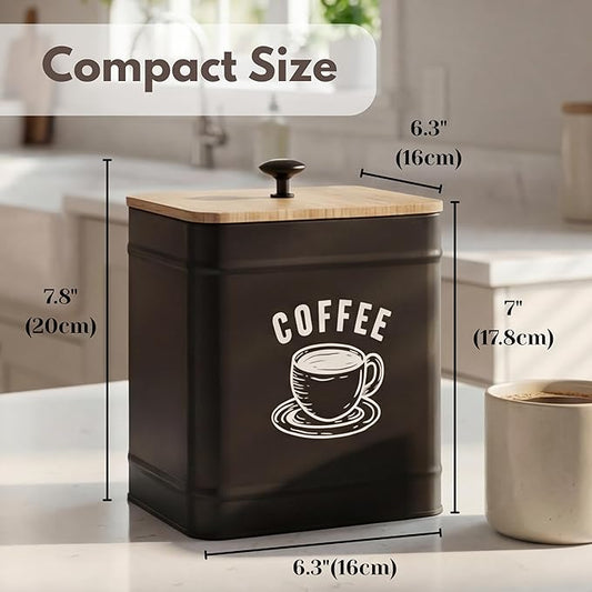 PERFNIQUE Coffee Canister, Airtight Coffee Bean Storage Container, Café Grounds Container, Cafe Jar Cafe Holder, K Cup Holder, Food Storage Container, Farmhouse Kitchen Decor