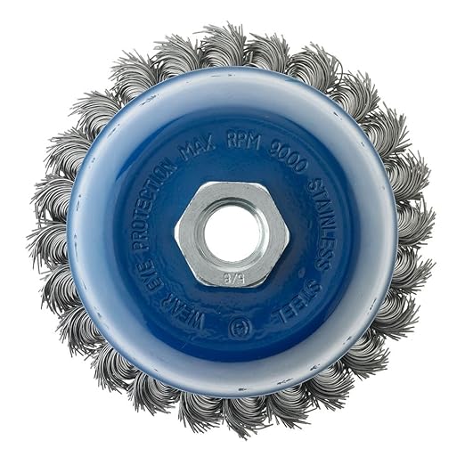 Mercer Industries 189060 - 4" x 5/8"-11 Knot Cup Brush, .020 Stainless Steel Wire