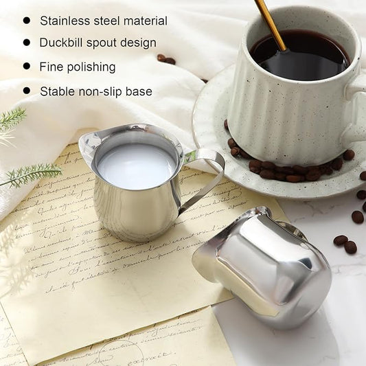 Honeydak 10 Pieces 5oz Stainless Steel Bell Creamers Pitcher Mini Cup Container Espresso Shot Frothing for Serving Milk Coffee Cream for Restaurant Cafes Home