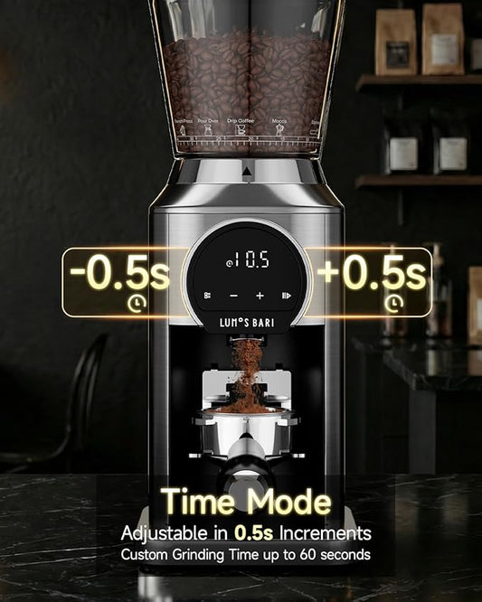 Conical Burr Coffee Grinder with 40mm Stainless Steel Burr, 34 Grind Settings & Anti-Static, Electric Espresso Grinder for Home Use –Perfect for Espresso, Drip Coffee, French Press & Cold Brew, Silver