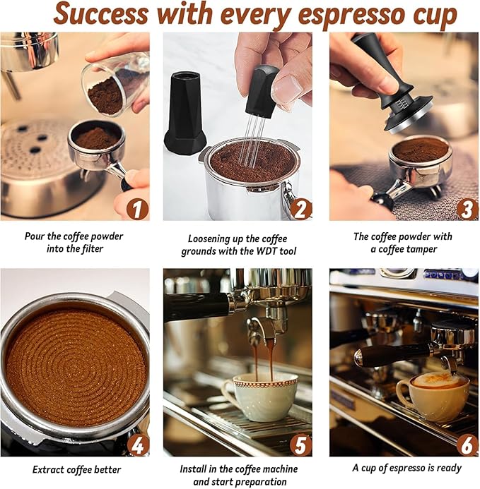 Espresso Tamper Calibrated Spring Loaded Coffee Tamper with Silicone Mat,Stainless Steel Base Espresso Tools - Tamper for Espresso Machine,Espresso Accessories (58mm Set)