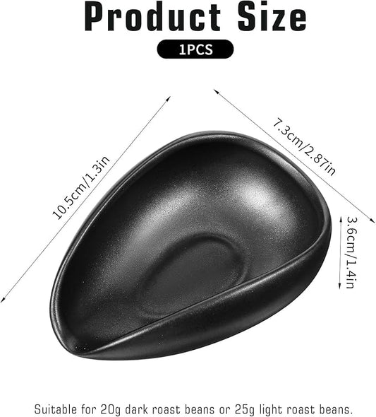 Ceramic Coffee Dosing Cup Tea Storage Tray Bowls Coffee Bean Dosing Vessel Weigh Single Dose Measuring Container for Loose Leaf Tea (Black)