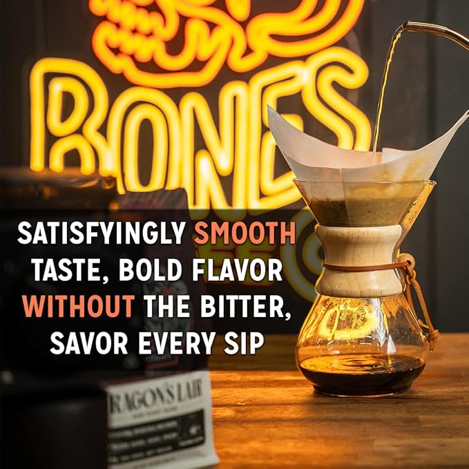 Bones Coffee Company Costa Rica Single-Origin, Cocoa, Nutty and Milk Chocolate Notes, Ground Coffee Beans, Low Acid Medium Roast Arabica Beans Flavored Coffee for Auto drip Coffee Maker, 12 oz Ground