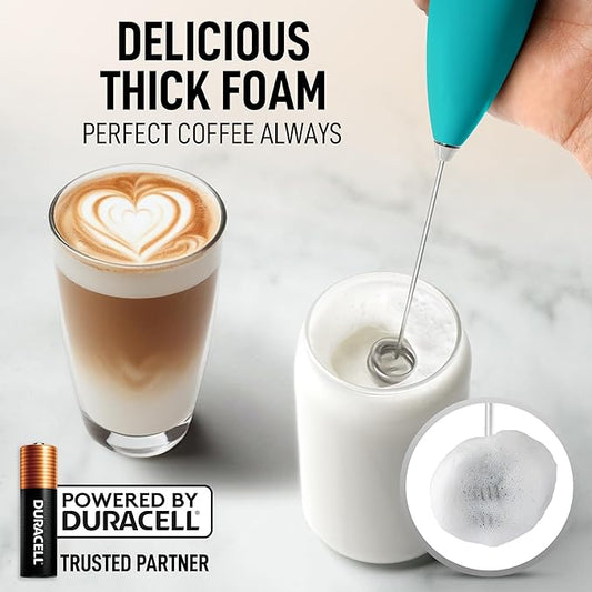 Zulay Kitchen Whisk Milk Frother with 4 Duracell Batteries - Powerful Handheld Foam Maker for Coffee, Lattes, Matcha, Hot Chocolate & Cappuccinos - Whip Creamy Froth in Seconds