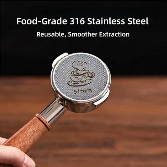 Espresso Puck Screen for 51mm Portafilter Basket, 1.7mm Thickness Made with 316 Stainless Steel, Coffee Machine Reusable Filter for Barista Accessories (51mm)