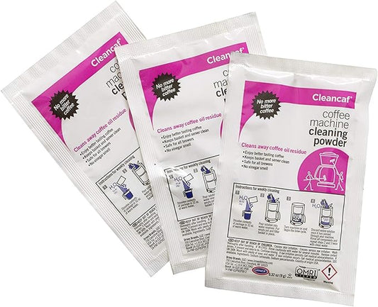 Urnex Coffee Maker and Espresso Machine Cleaner Cleancaf Powder - 2 Pack (6 Packets) - Safe on Delonghi Ninja Hamilton Beach Mr Coffee Braun and More