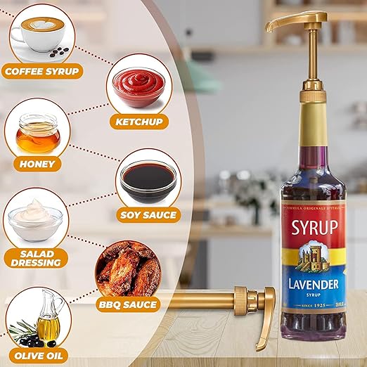 4 Pack Coffee Syrup Pump, Compatible with Torani, DaVinci, Jordans Skinny Syrups - Torani Syrup Pump Dispenser Fits 25.4 Oz/750Ml Bottles, For Coffee Flavoring Syrups, Teas, Snow Cones, Smoothies