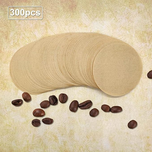 BlingKingdom 300pcs 2.5" Unbleached Replacement Natural Paper Filters Round Coffee Filter Paper Compatible with Aerobie Aeropress Coffee and Espresso Makers Moka Pot Ice Drip Pot (Brown)