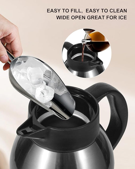 Large and Heavy Thermal Coffee Carafe 102 oz,Fullness Water is 7.3 LB, Insulated Carafe for Hot Liquids,Coffee Carafes For Keeping Hot for Parties/Tea Dispenser Flask(Silver)